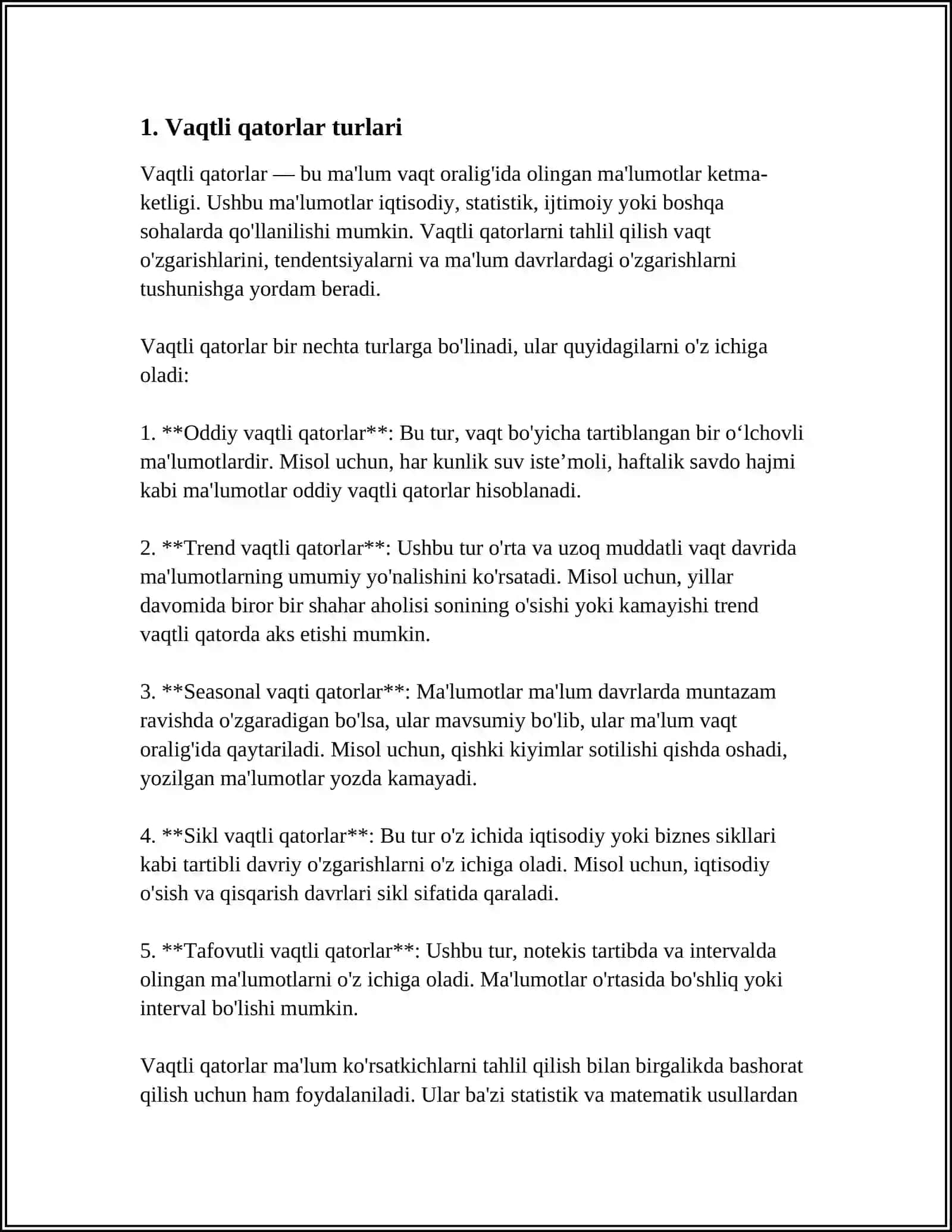 VAQTLI QATORLAR TURLARI 3
