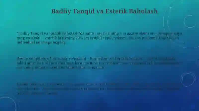 Badiiy Tanqid va Estetik Baholash 3