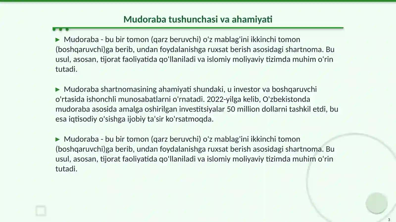 Mudoraba Shartlari 3