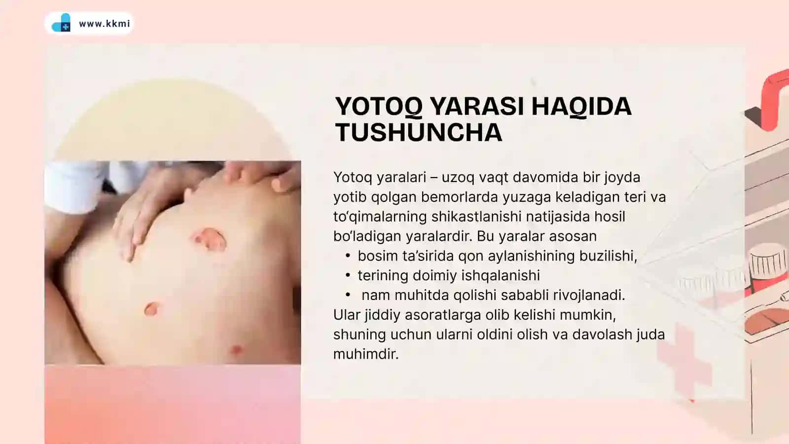 BEMORLARDA YOTOQ YARALARNI OLDINI OLISH 3