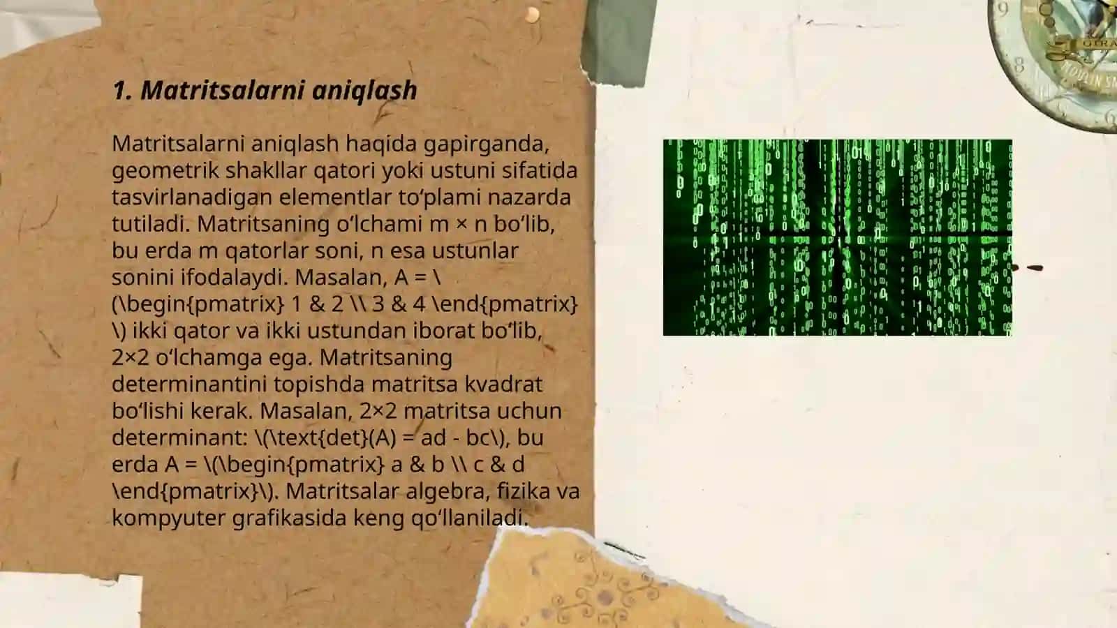 Matritsa.Matritsa ustida amallar.maxsus koʻrinishdagi matritsa 3