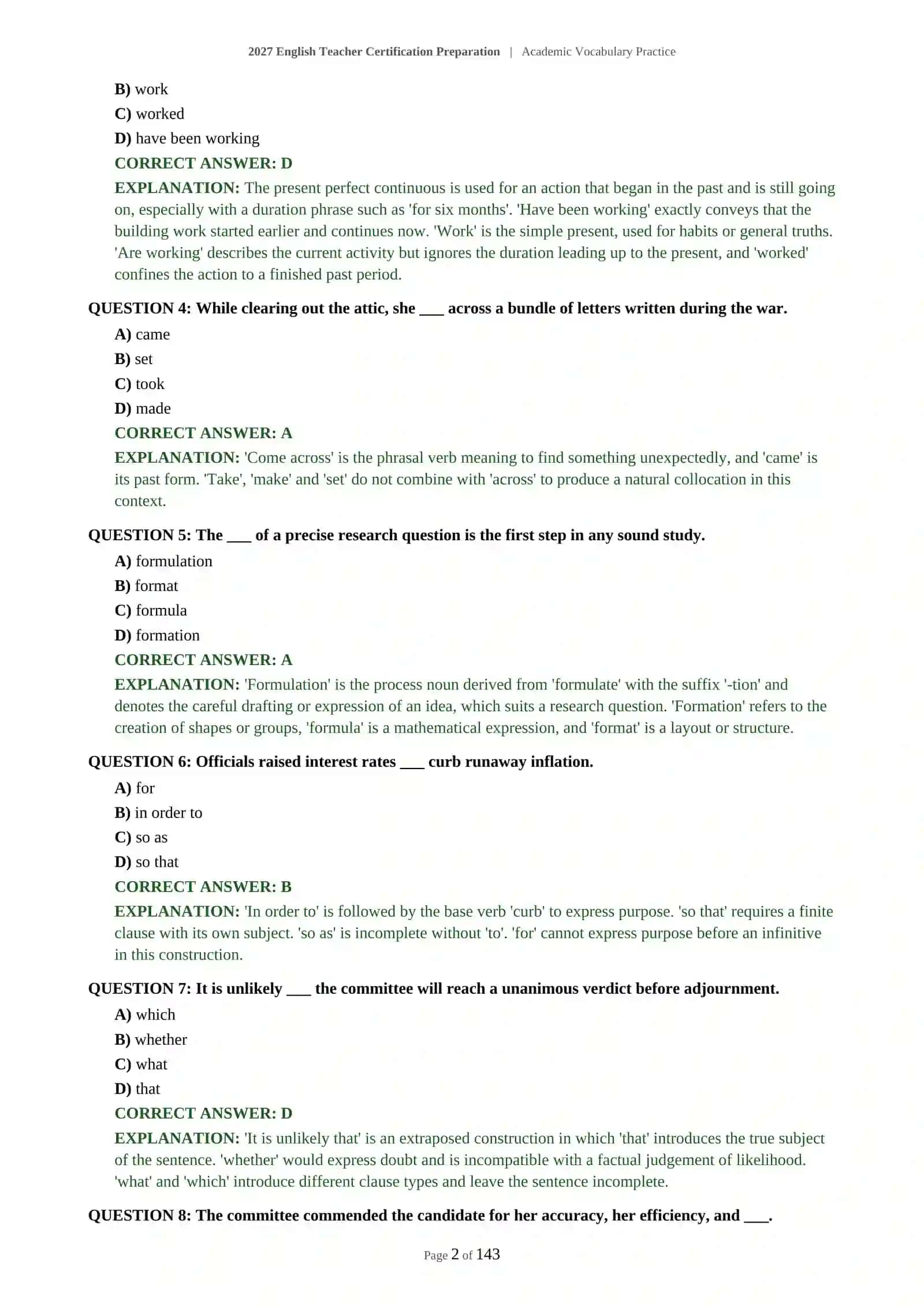 2027 English Teacher Certification Preparation | Academic Vocabulary Practice 3