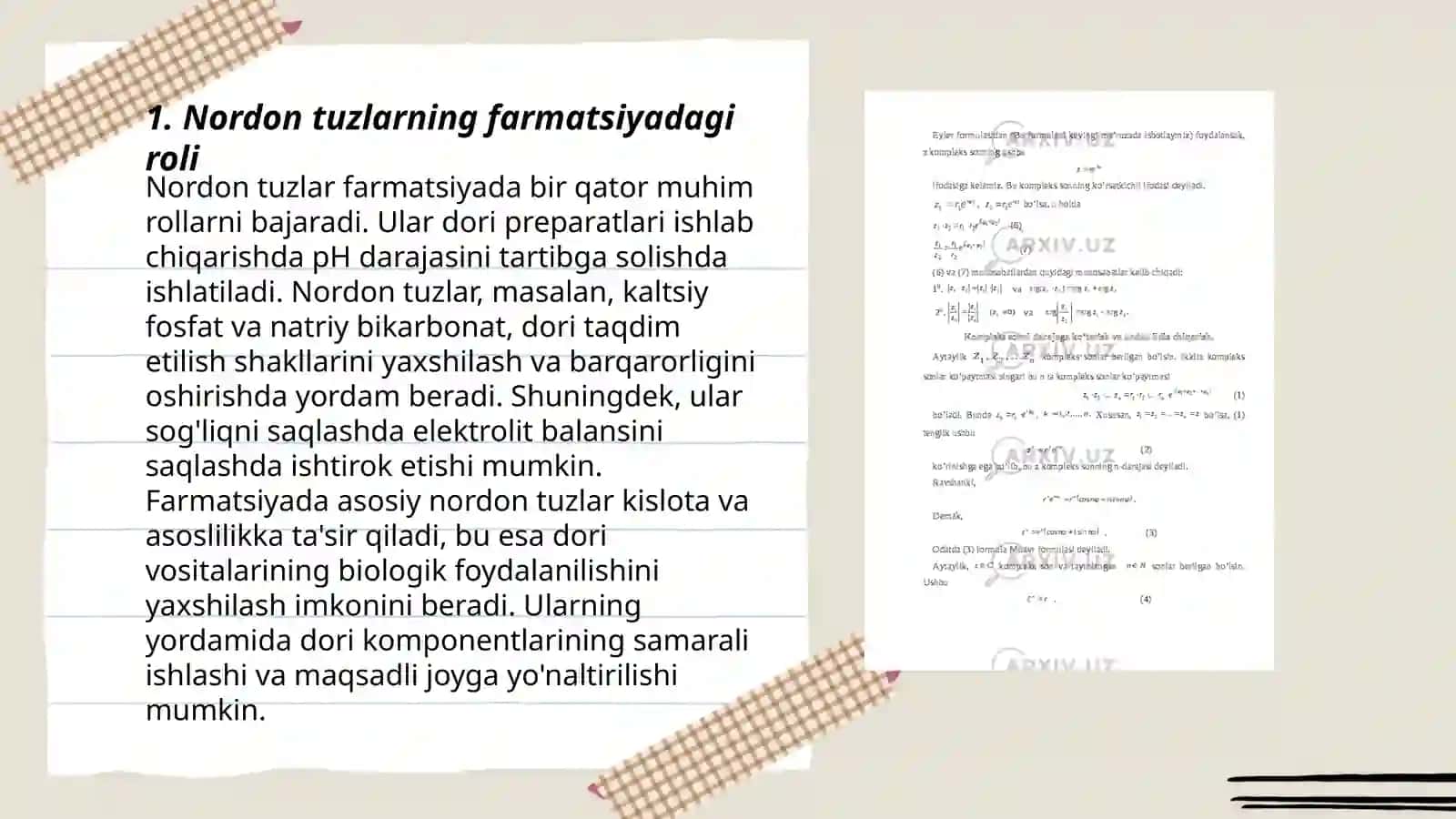 Nordon,asosli,qo'sh va kompleks tuzlarning farmatsiyadagi ahamiyati 3