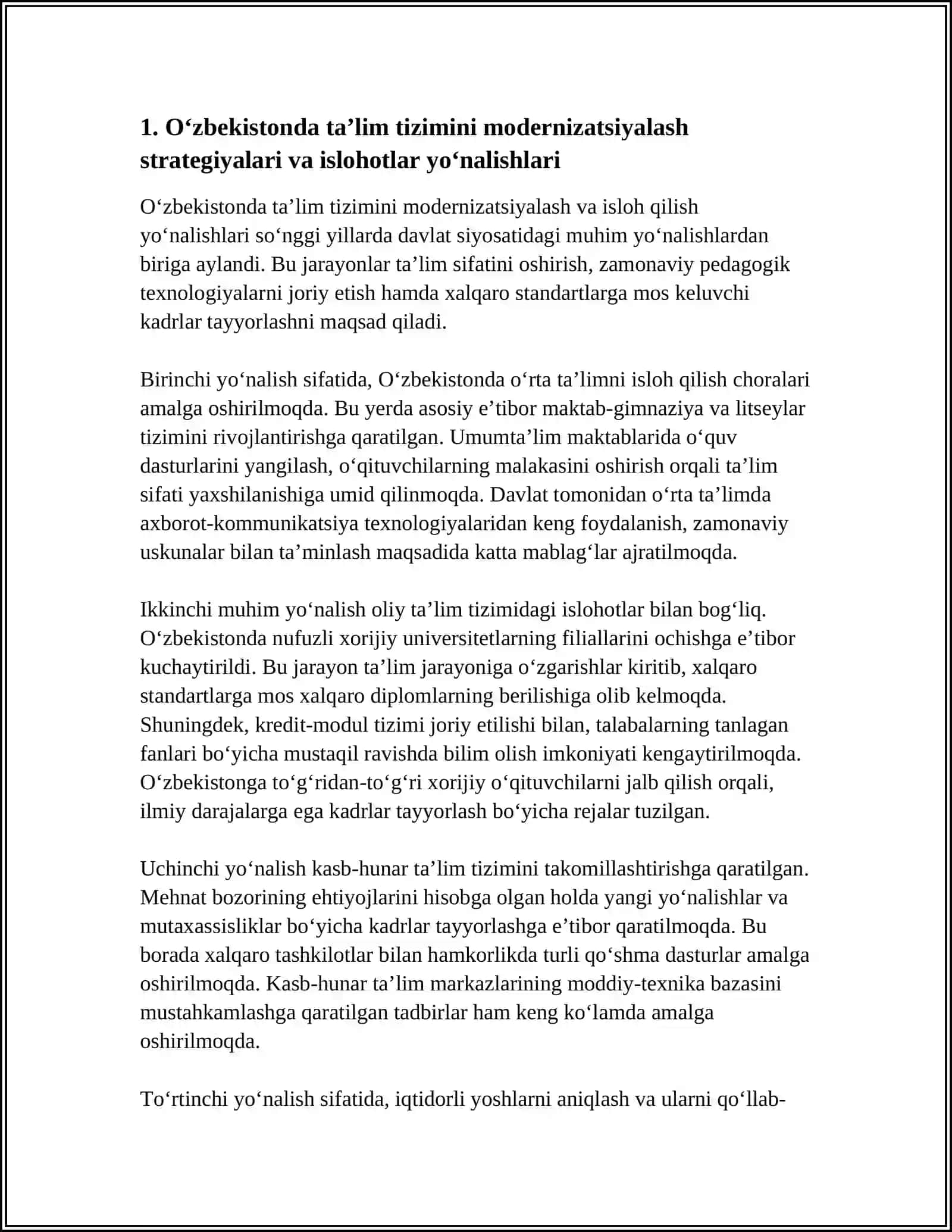O‘ZBEKISTONDA TAʼLIM SOHASIDAGI ISLOHOTLAR 3