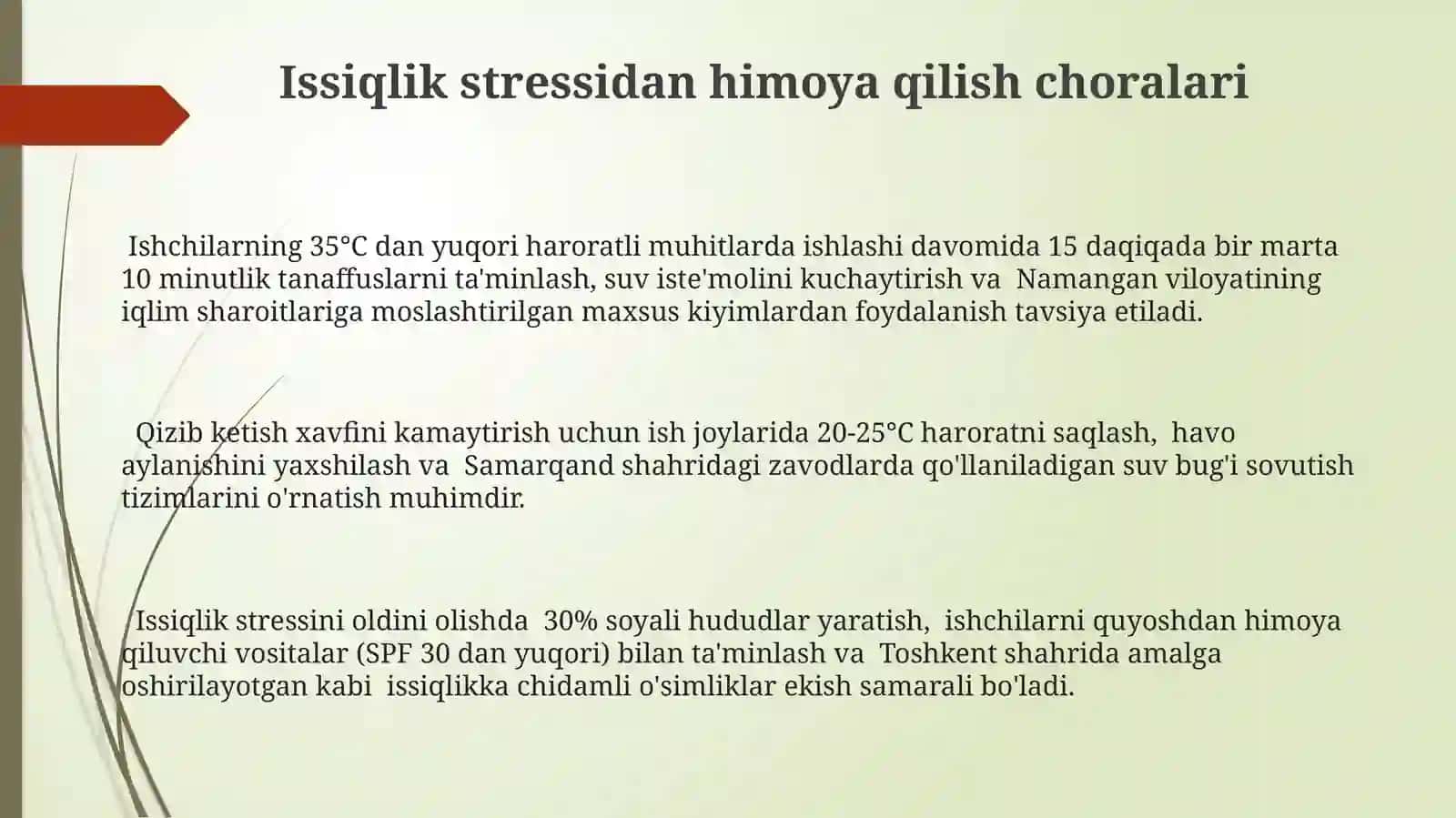 Isituvchi mikroiqlimda ishlovchilar organizmga ta'sir natijasida issiqlikni boshqaruvi 3