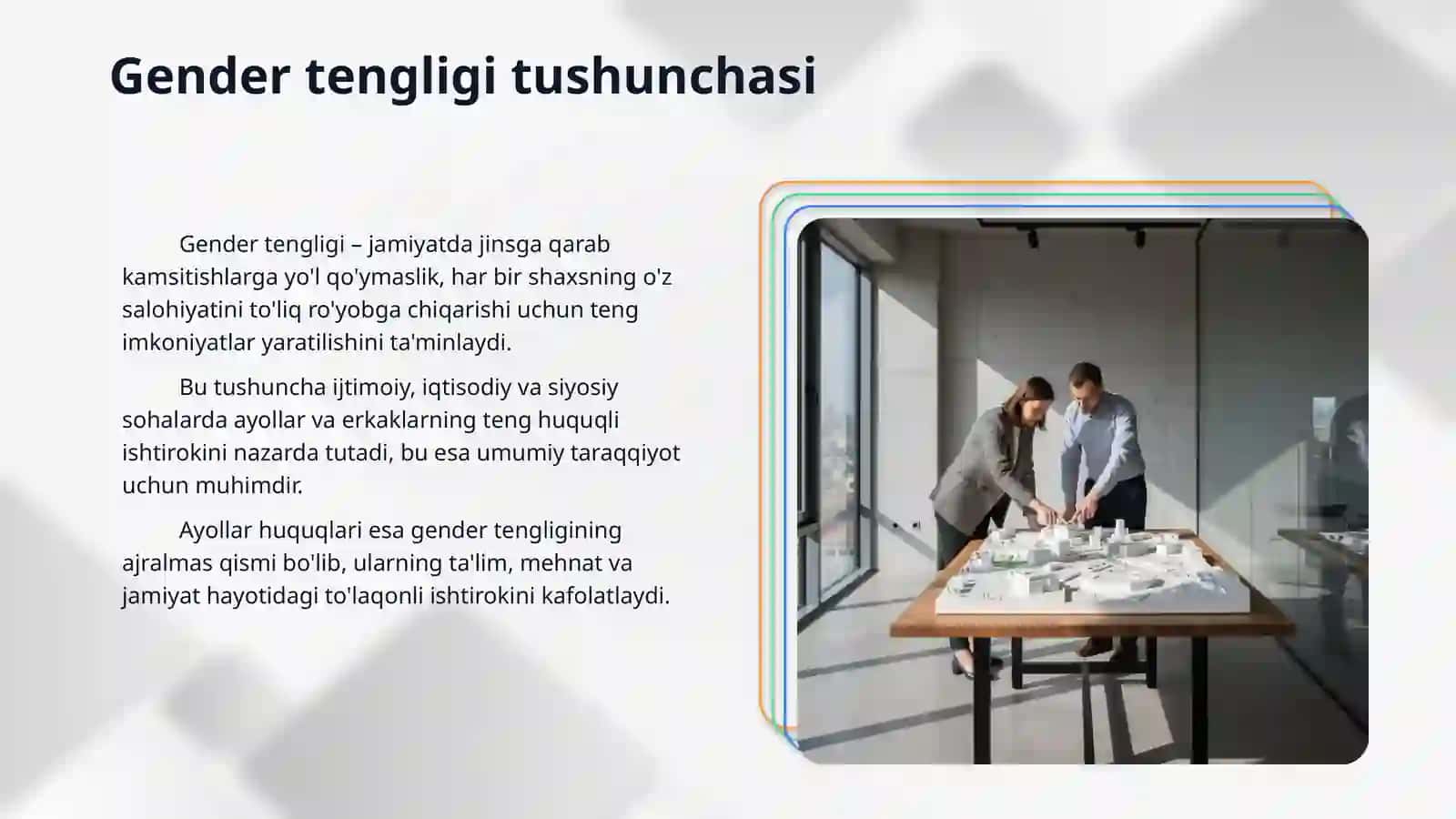 Gender tengligi va ayollar huquqlarini himoya qilish. 3