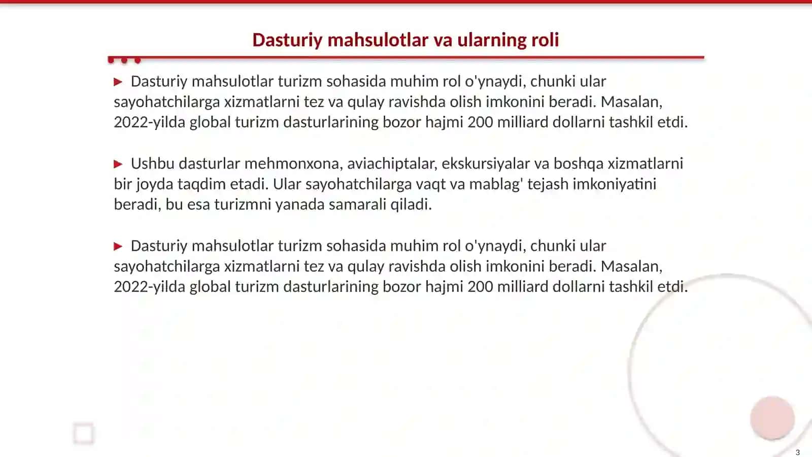 Turizm va mehmondòstlikda foydalaniladigan dasturiy mahsulotlar 3