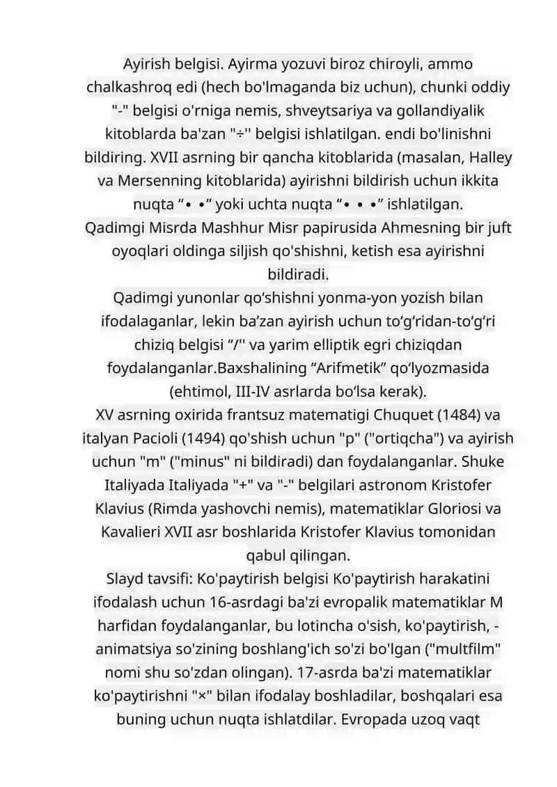 Arifmetik amallarning paydo bo'lish tarixi 3