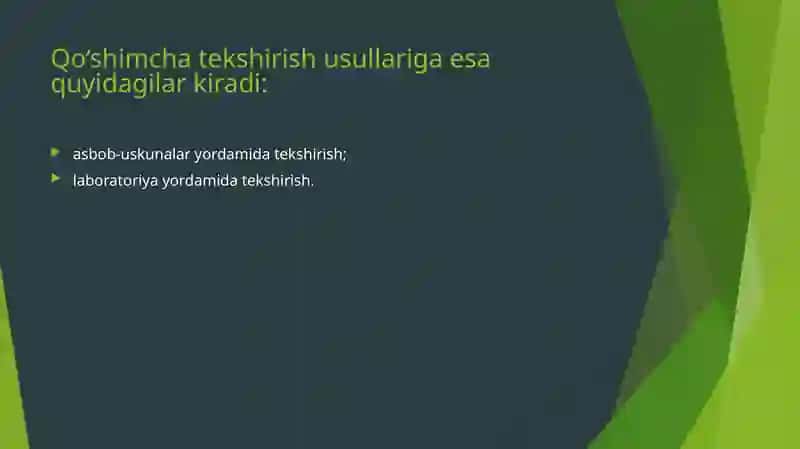 BEMORLARNI TEKSHIRISH USULLARI 3