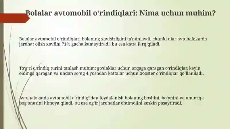 Bolalar avtomobil oʻrindiqlari 3