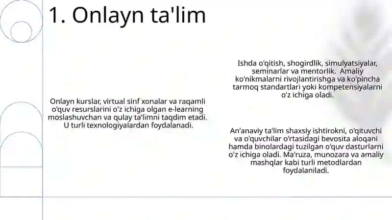Ta’limni tashkil etish shakillari va turlari 3