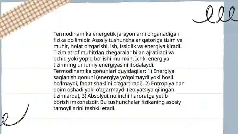 Termodinamikaning 1-qonuni 3