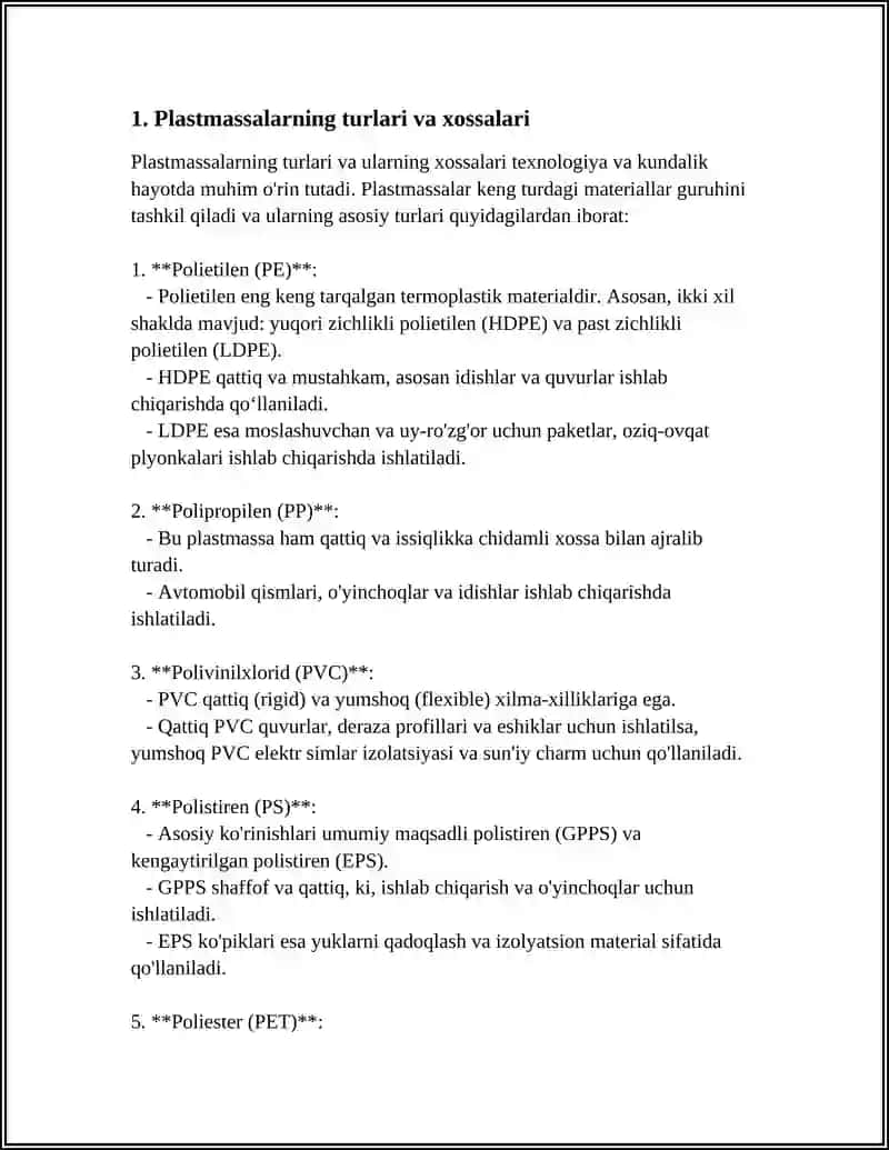 PLASSMASSALARDAN DETALLAR TAYYORLASH USULLARI 3
