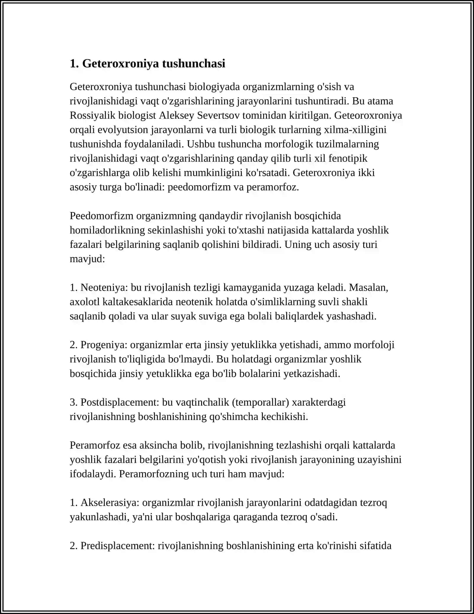 O'SISH VA RIVOJLANISH GETEROXRONIYASINI JADVAL VA SXEMALAR TARZIDA ÒRGANIB CHIQISH 3