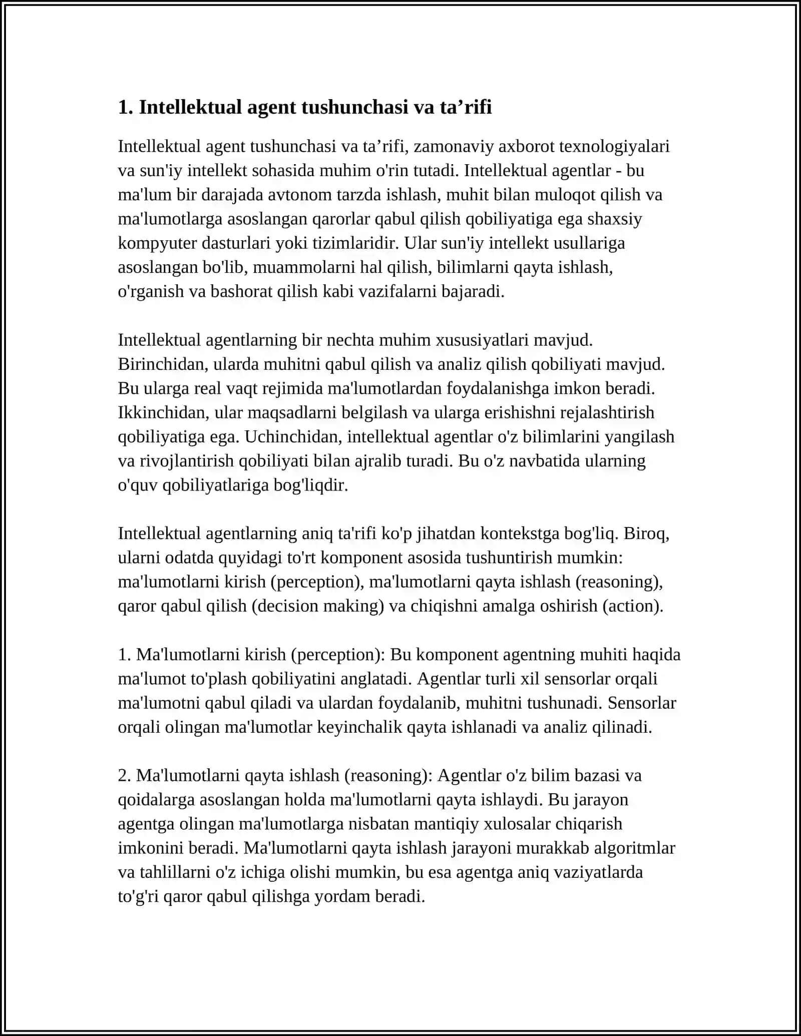 INTELLEKTUAL AGENT TUSHUNCHASI VA UNING ASOSIY KOMPONENTLARI 3