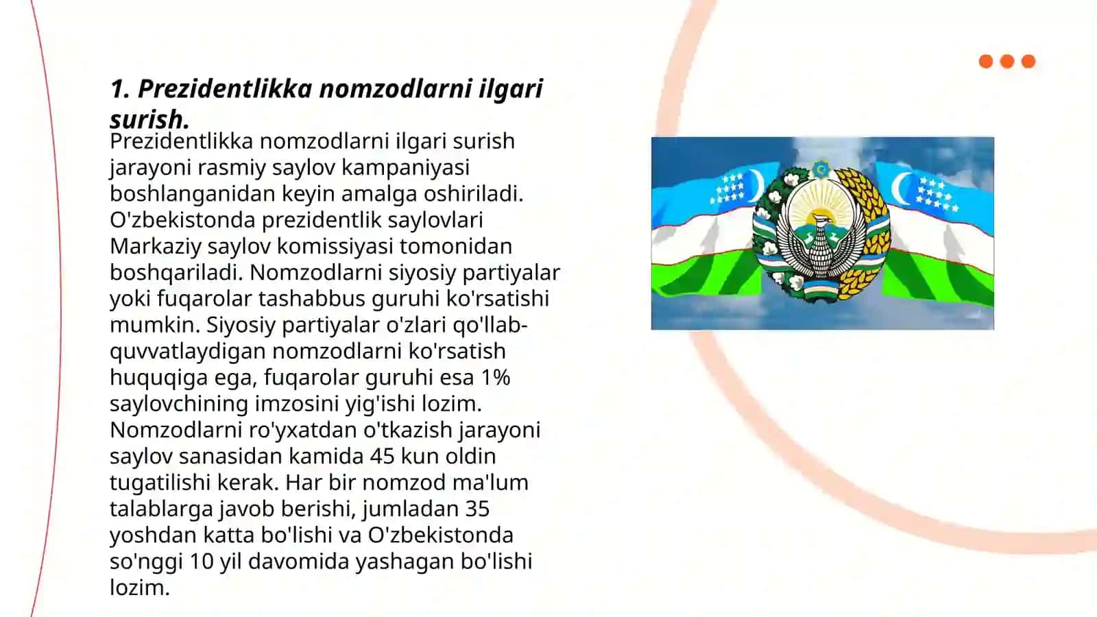 Oʻzbekiston Respublikasi Prezidentini saylash tartibi 3