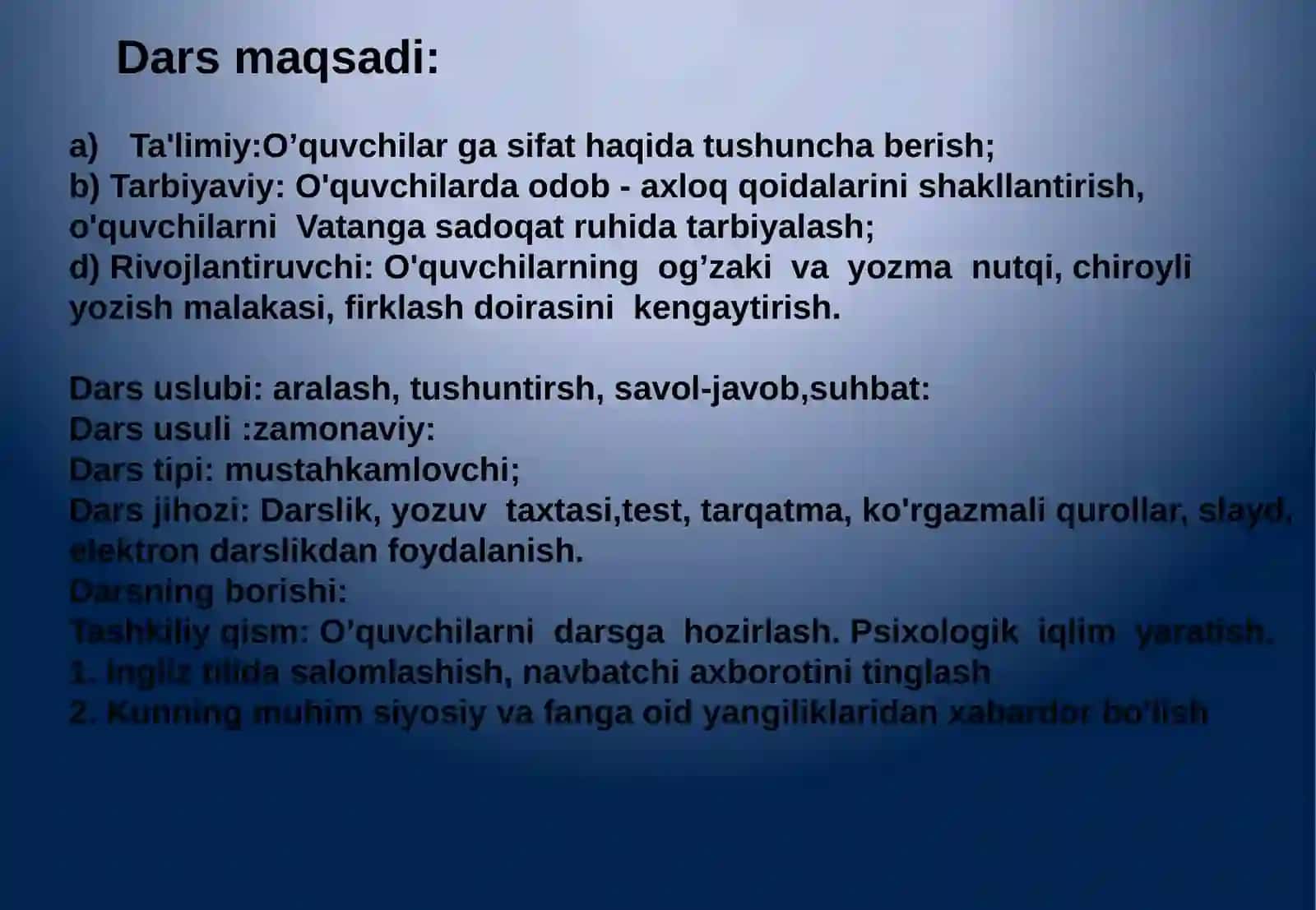 3-sinf Ona tili fanidan Sifat mavzusida dars ishlanma 3