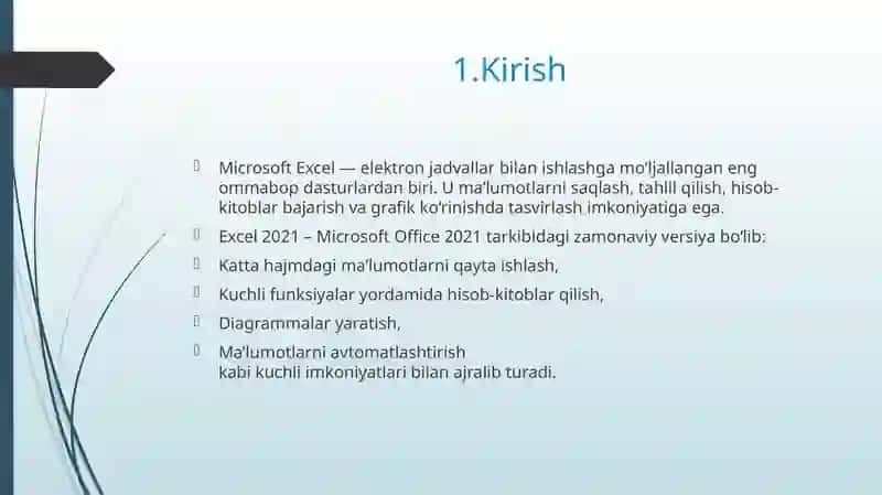 MS Excel 2021 Elektron Jadvallar 3