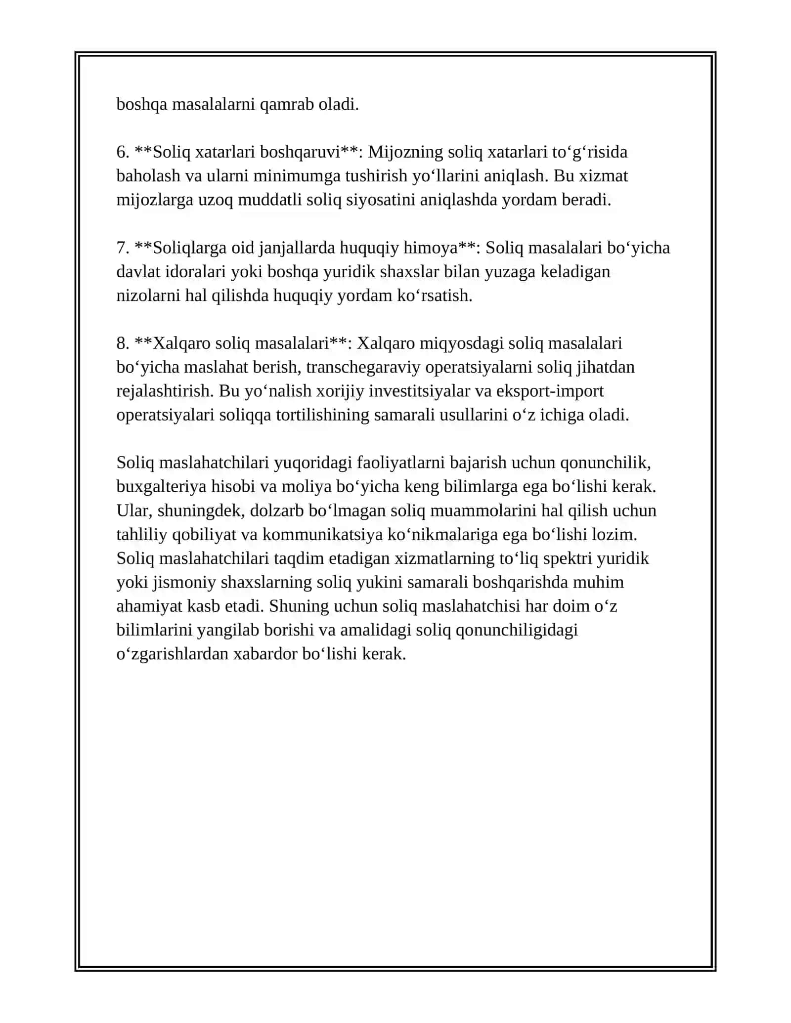 SOLIQ MASLAHATCHISI, UNGA DOIR MALAKA TALABLARI HAMDA MALAKA SERTIFIKATINI OLISH TARTIBI 3