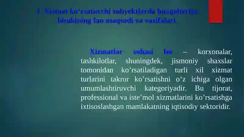 Xizmat ko‘rsatuvchi subyektlarda buxgalteriya hisobi 3