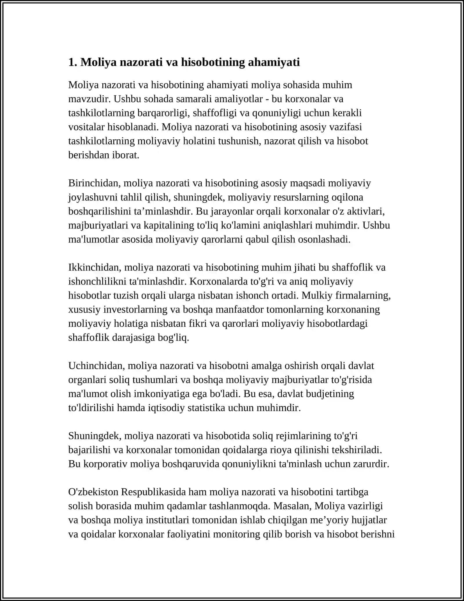 MOLIYAVIY HISOB, UNING ROLI VA VAZIFALARI 3