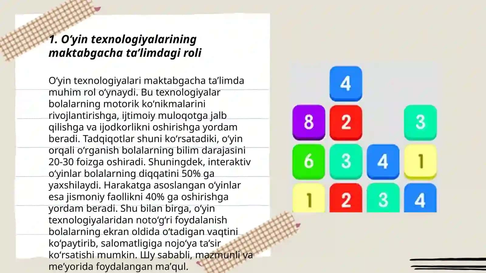 O'yin texnologiyalari va ularning ta'lim jarayoni 3