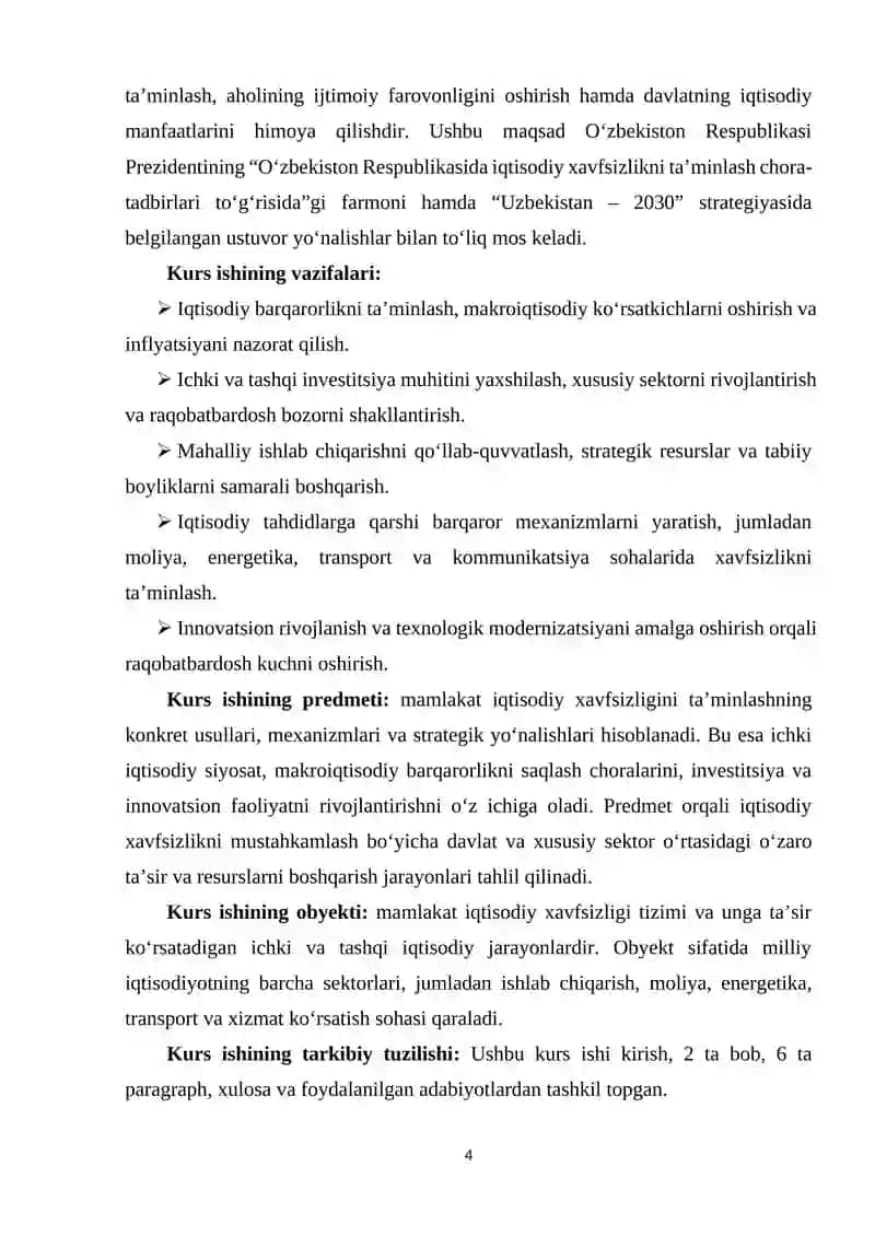 Mamlakat iqtisodiy xavfsizligini ta’minlashning ustuvor yo’nalishlari 3