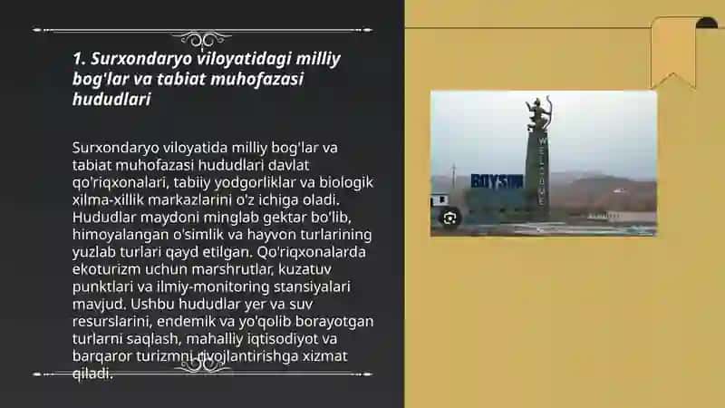 Surxondaryo viloyatining ekologik turizm resurslari 3