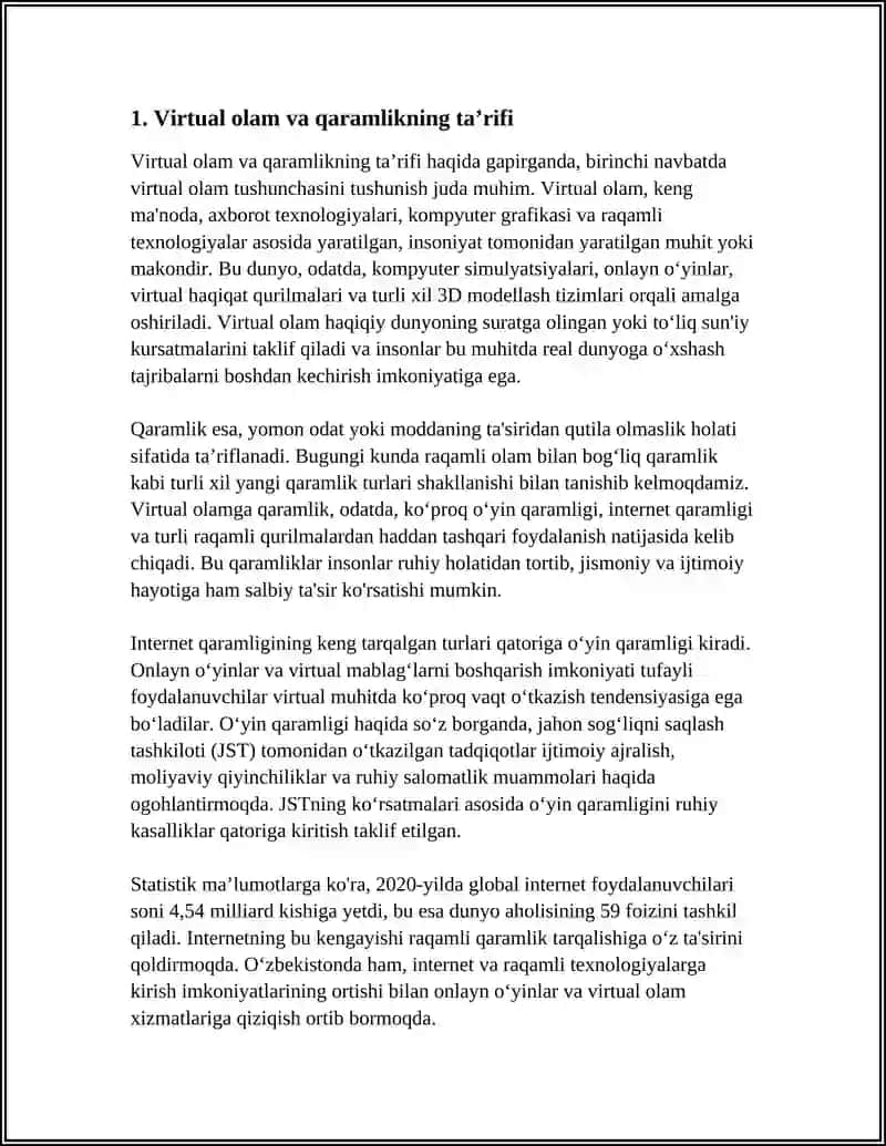 VIRTUAL OLAMGA QARAMLIK VA UNING OQIBATLARI 3