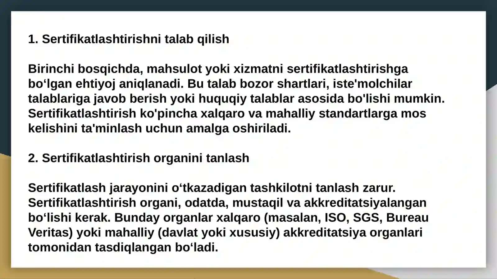 Mahsulot va xizmatlarni sertifikatlashtirish tartibi 3