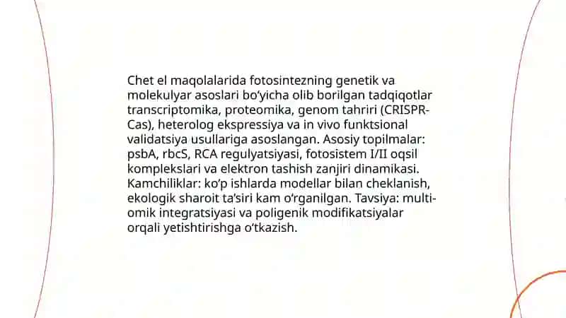Òsimliklar fiziologiyasi yuzasidan chat el ilmiy tadqiqotlar va ular haqida ilmiy maqolalarni tahlil etish 3