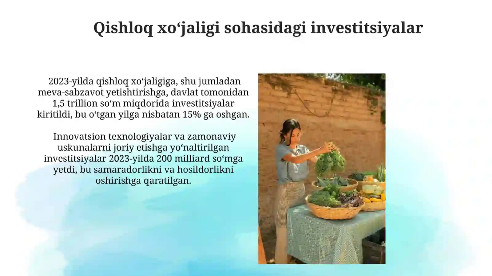 O'zbekiston dagi meva va sabzavotchilik 2023-yilda gi mslumotlar 3