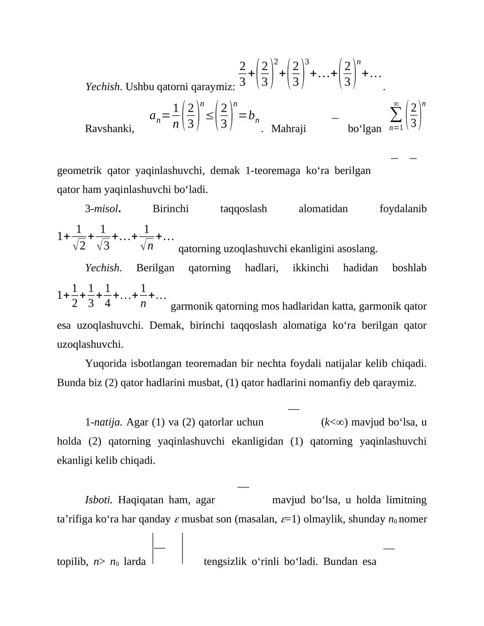Musbat qatorlar 3