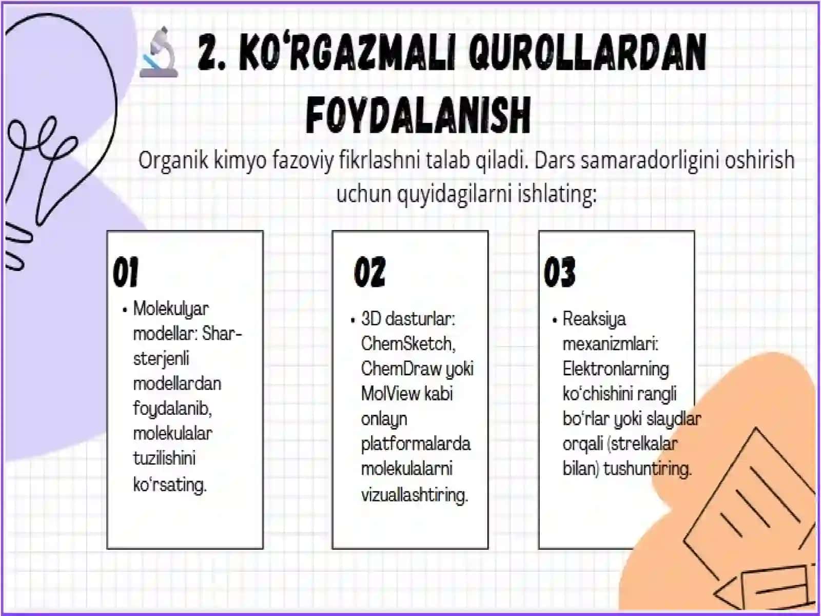 Organik kimyo bo’yicha darslarni tayyorlash. 3