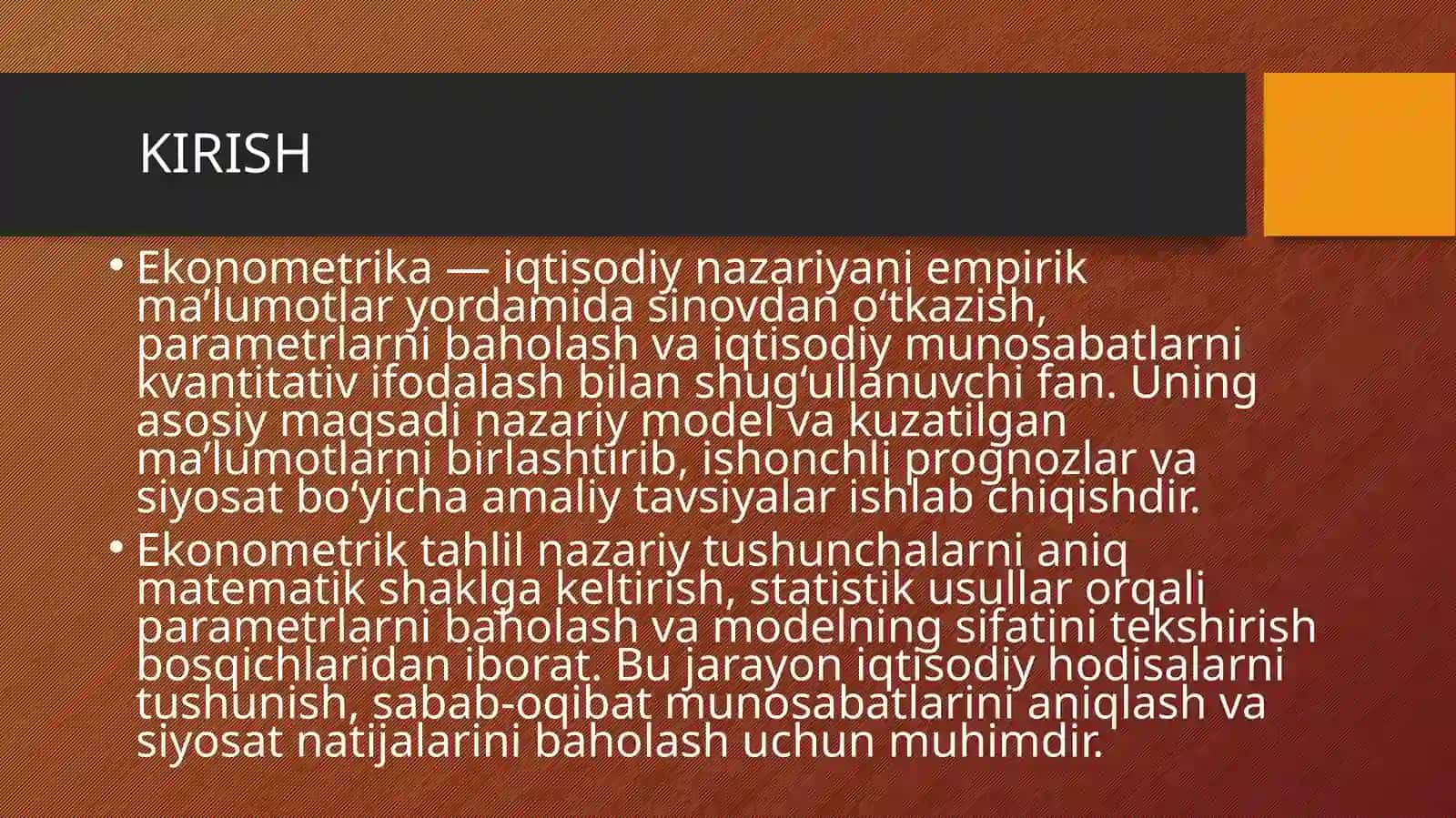 Ekonometrik modellashtirish asoslari 3
