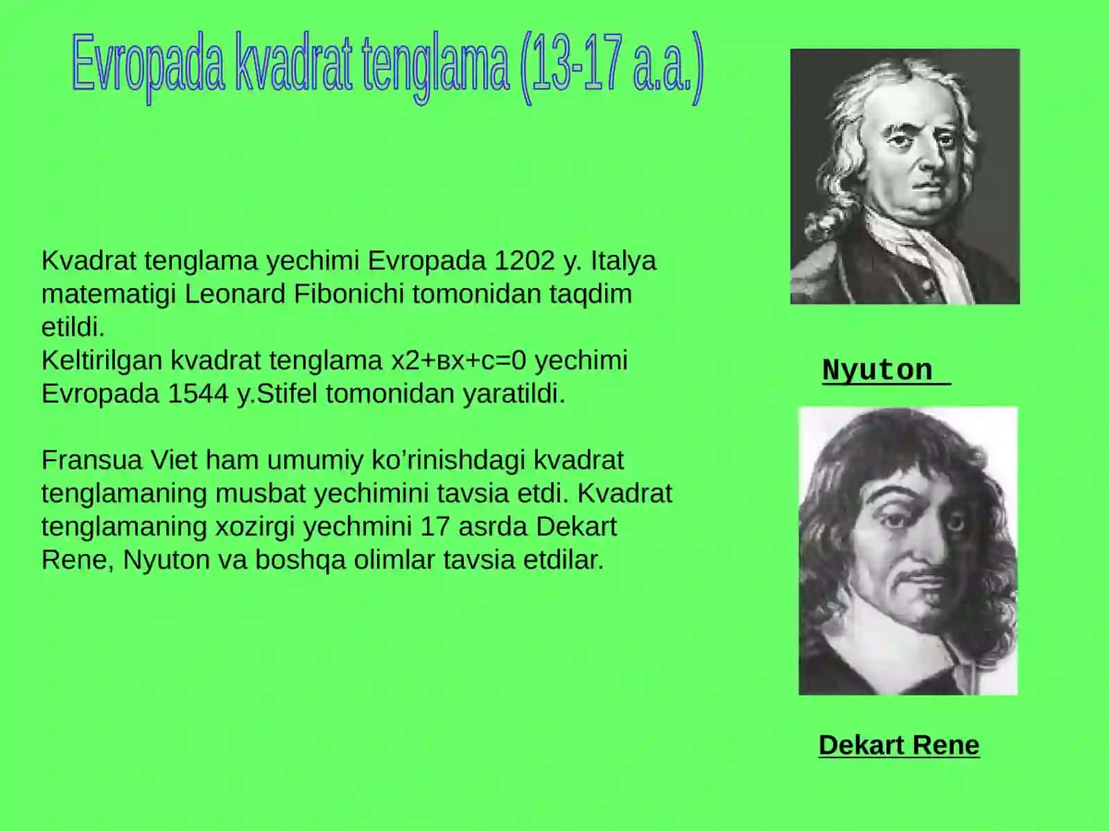 "KVADRAT TENGLAMALAR" 3
