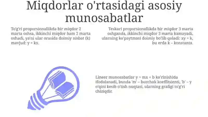 Miqdorlar orasidagi bogʻlanish va ularga misollar 3