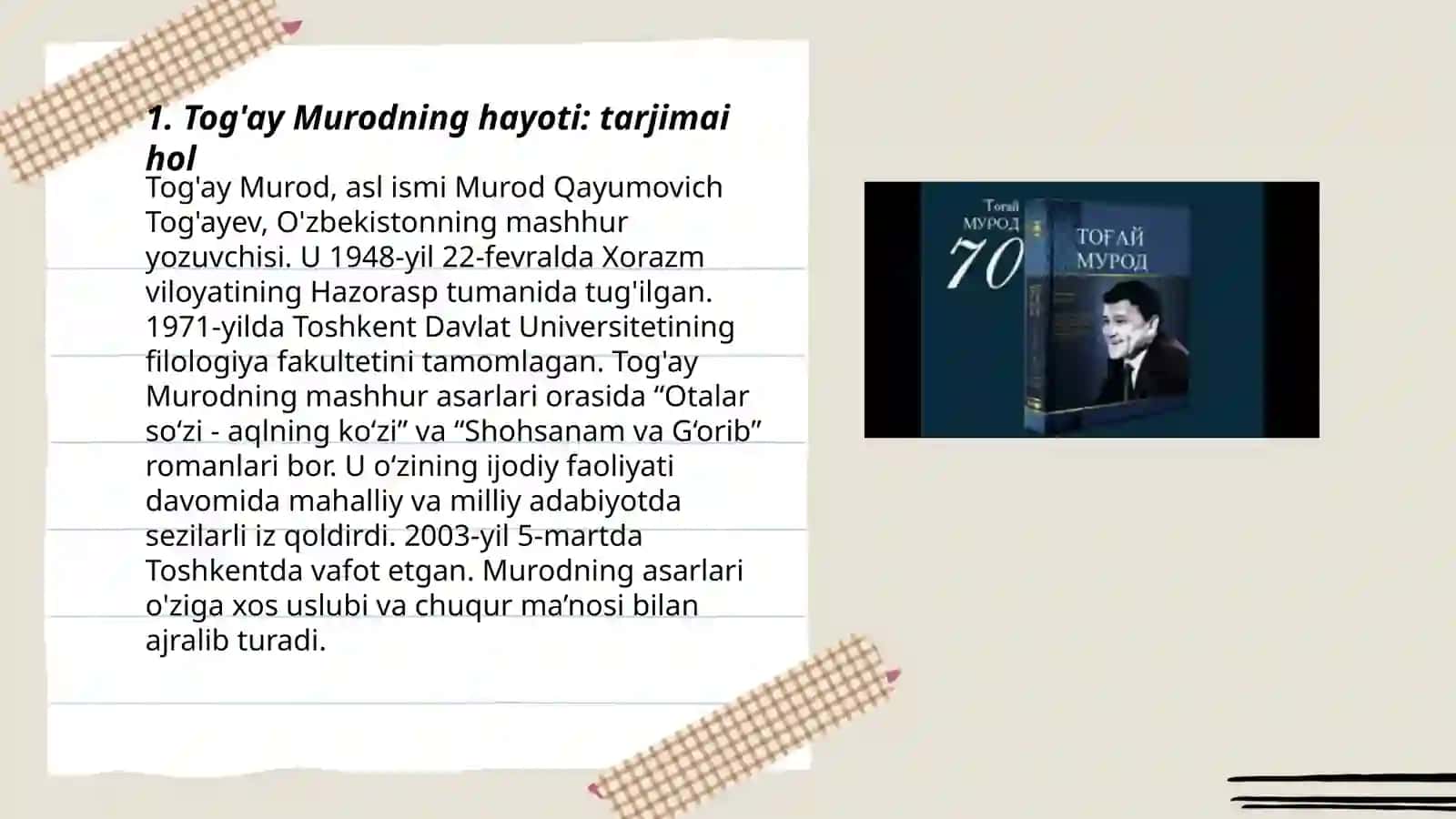 Tog'ay Murodning Adabiy Hayoti va Ijodi 3