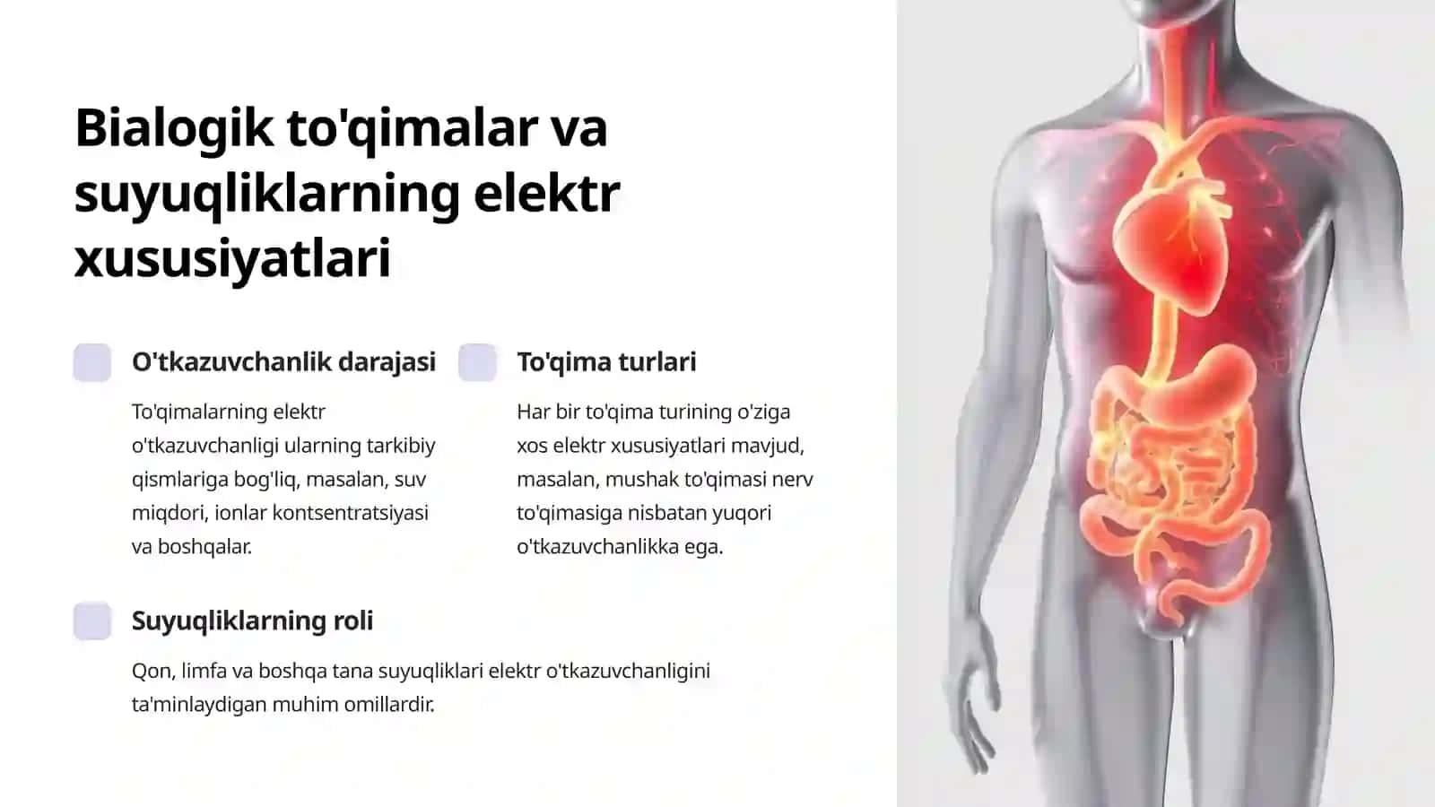 Bialogik to'qimalar va suyuqliklarning elektr o'tkazuvchanligi 3