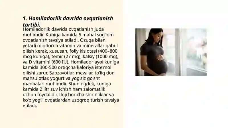Homilador ayollar bilan ishlashda beriladigan tavsiyalar 3