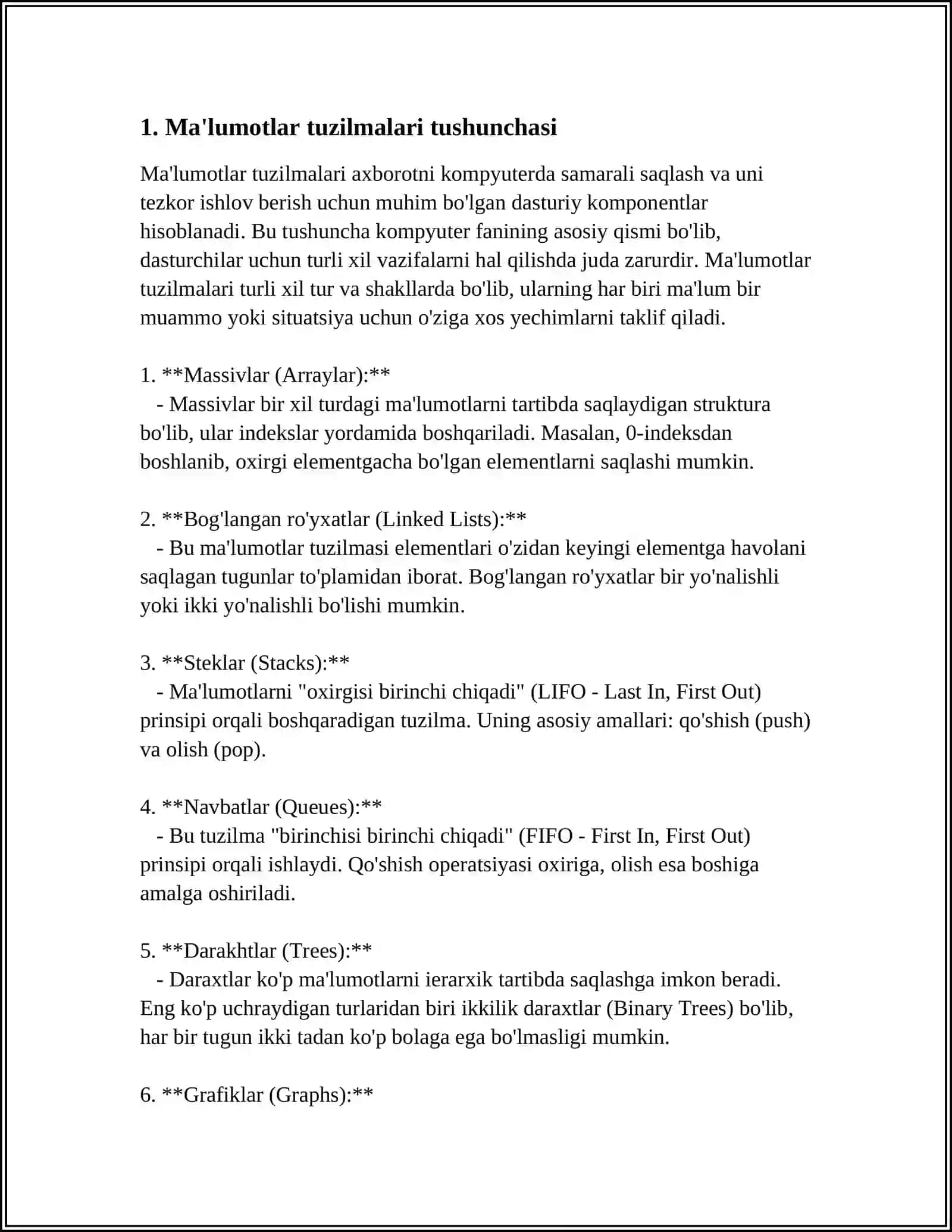 CHIZIQLI MA‘LUMOTLAR TUZILMALARI 3