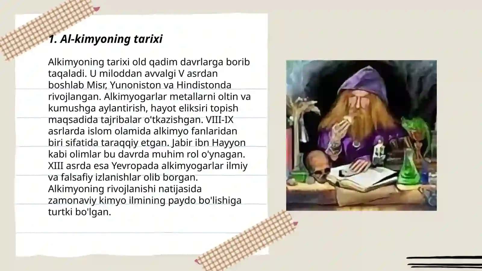 Al-kimyo. Al-kimyoning maqsadlari va ularga erishish yoʻlida qilingan urinishlar 3