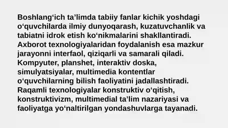 Boshlangʻich taʼlim tabiiy fanlar darslarida axborot texnologiyalaridan foydalanish 3