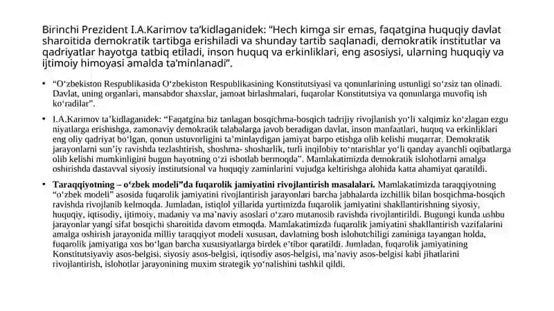 O`zbekistonning o`ziga xos istiqlol va taraqqiyot yo`li 3