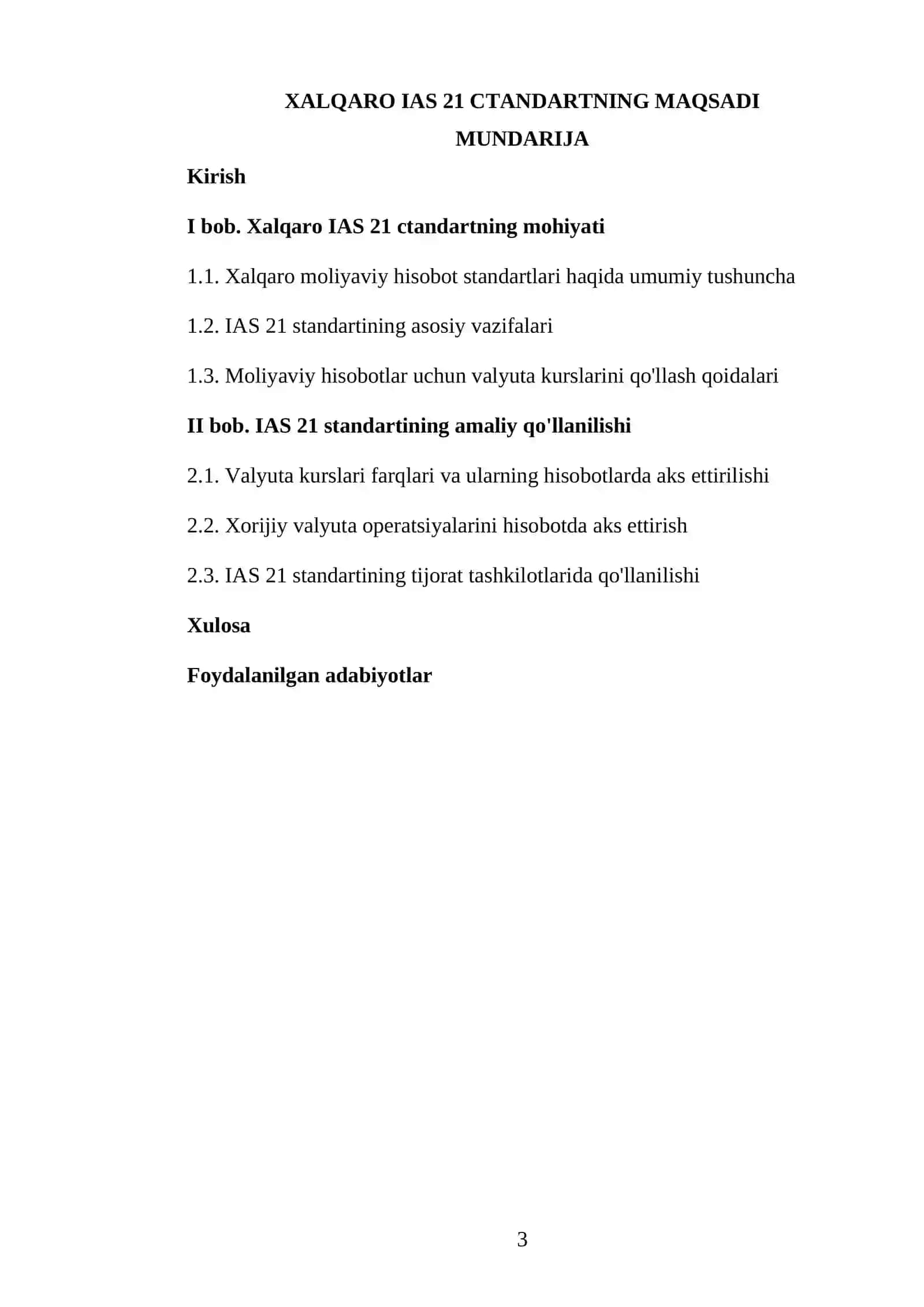 ХАLQАRО IAS 21 CTАNDАRTNING MАQSАDI 3
