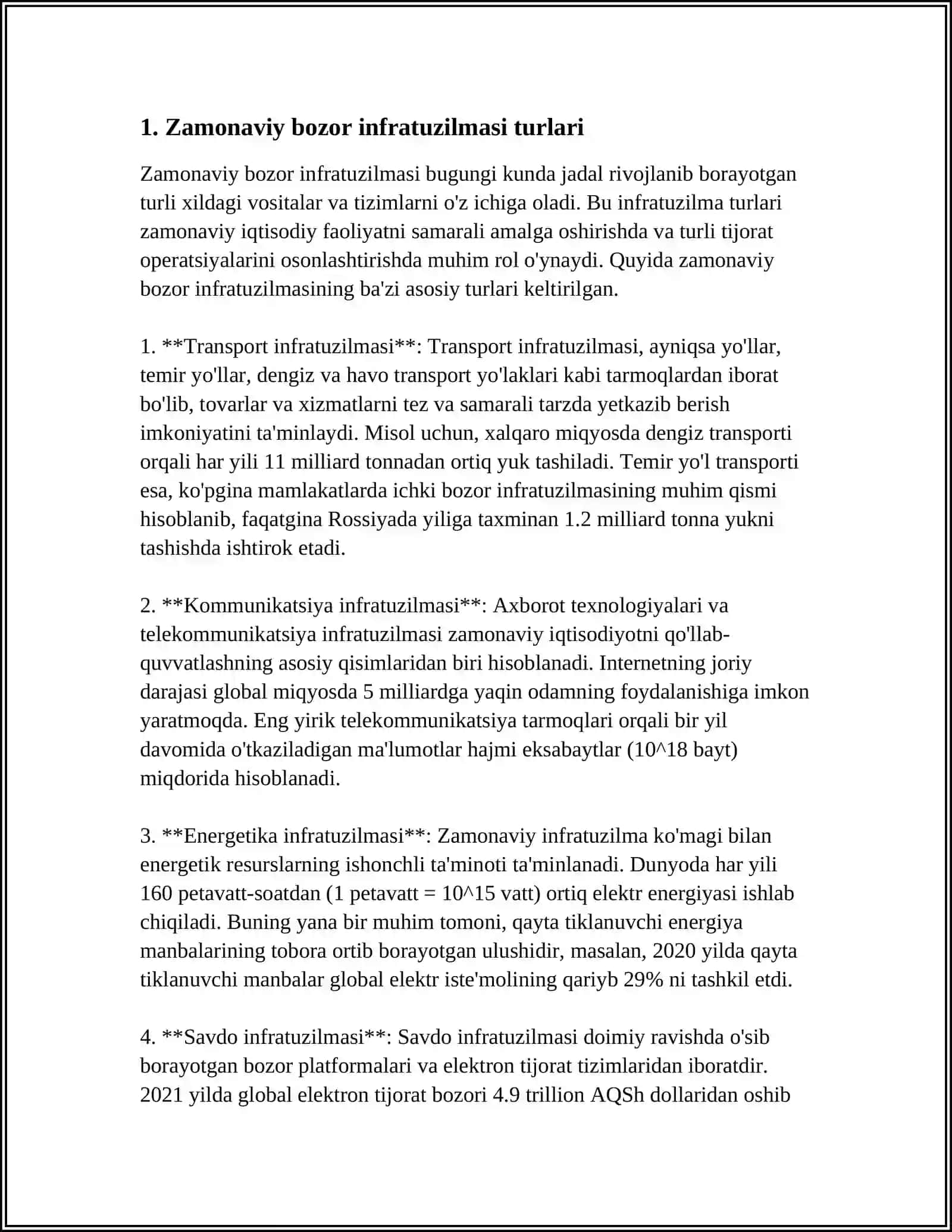 ZAMONAVIY BOZOR INFRASTRUKTURASINING TURLARI VA TARKIBIY QISMLARI 3