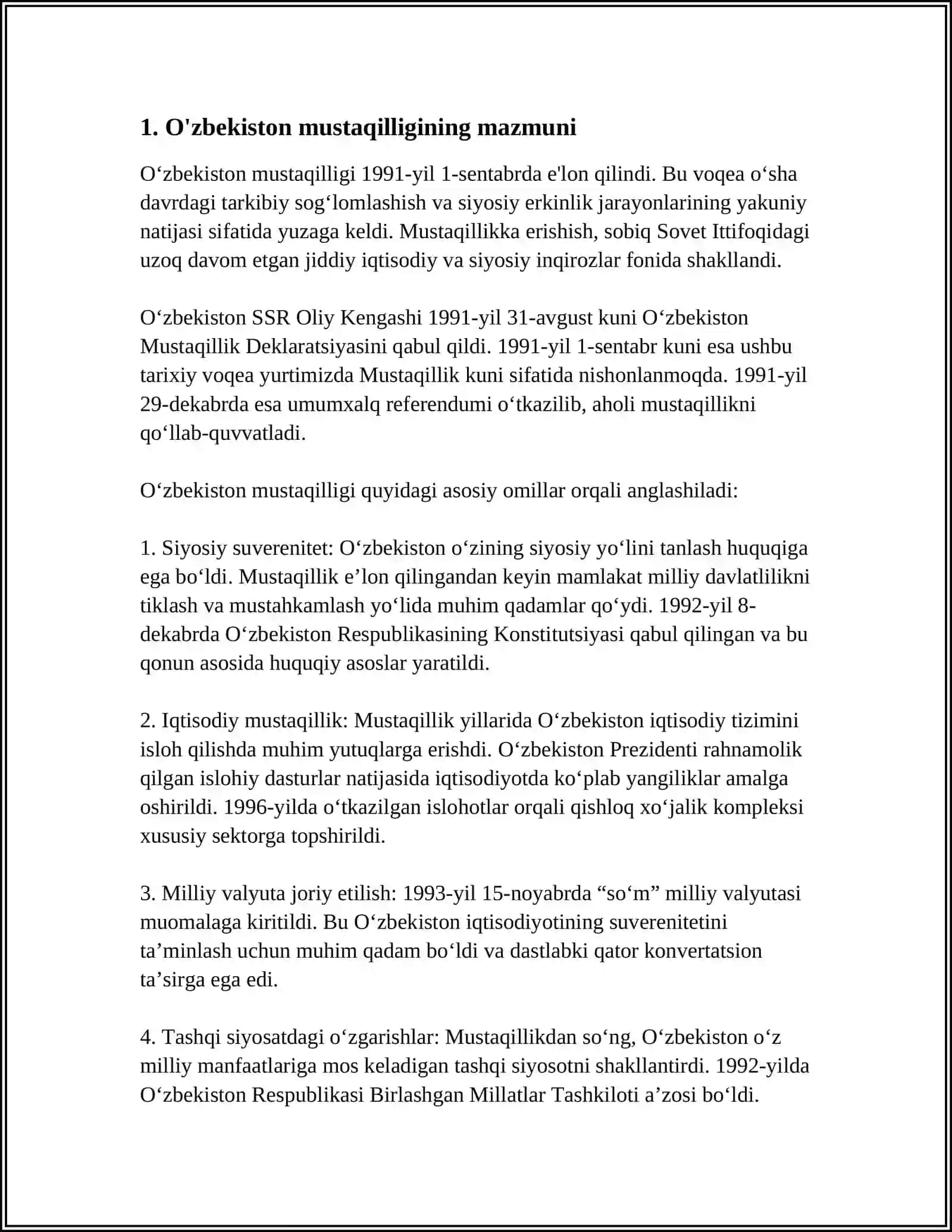 I.KARIMOVNING “TARIXIY XOTIRASIZ KELAJAK YO’Q” ASARINING MAZMUN MOHIYATI 3