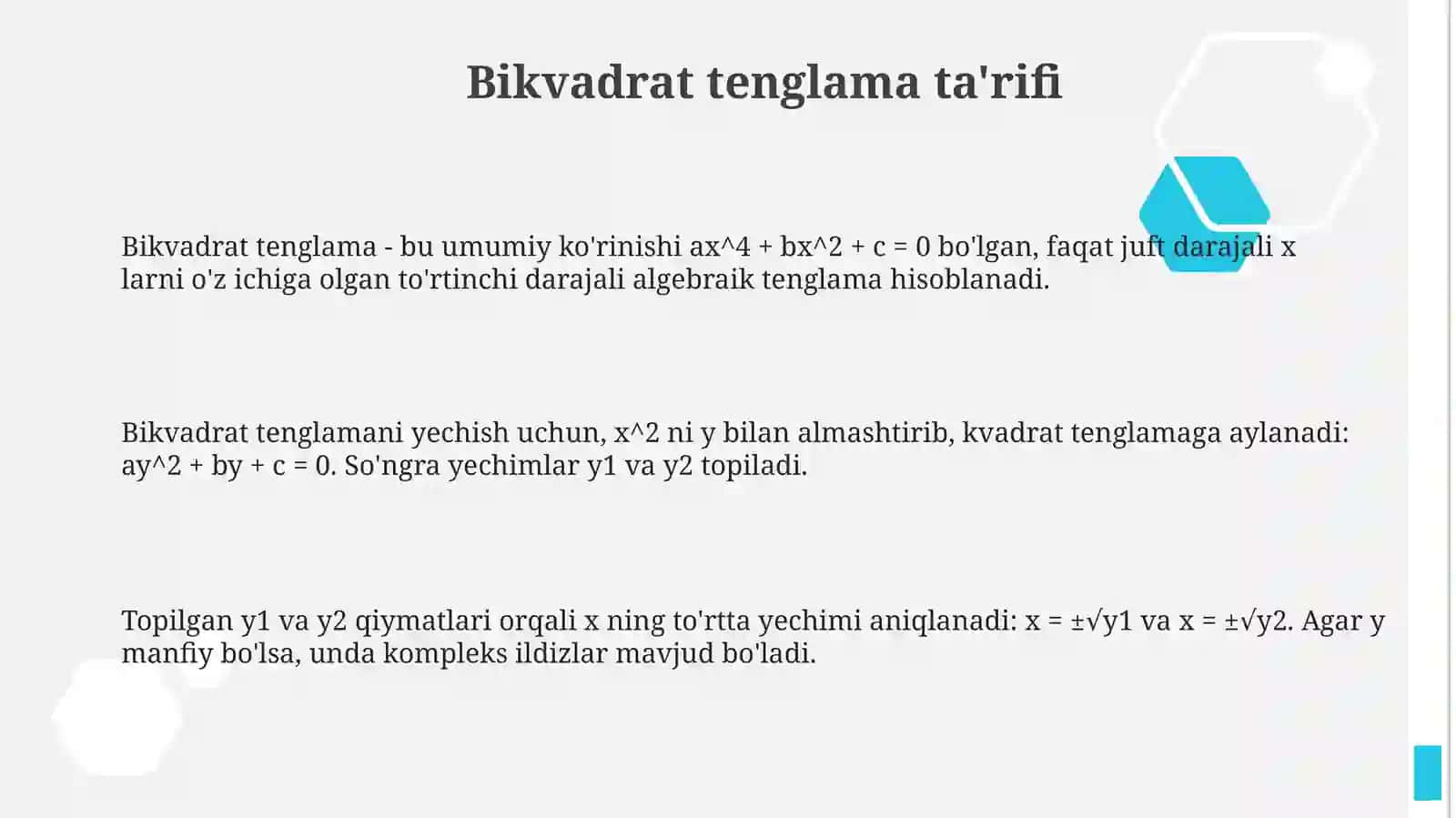 Bikvadrat tenglamalar 3