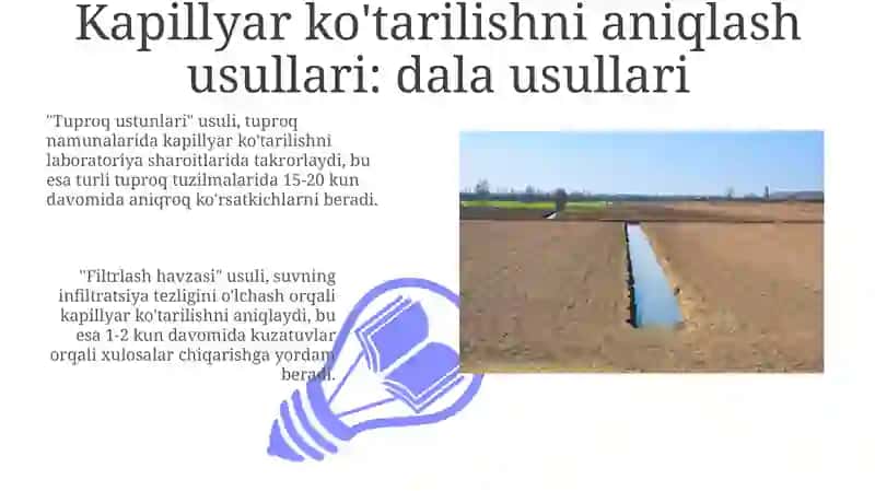 Sug'oriladigan yerlarda kapillyar koʻtarilishni aniqlash 3