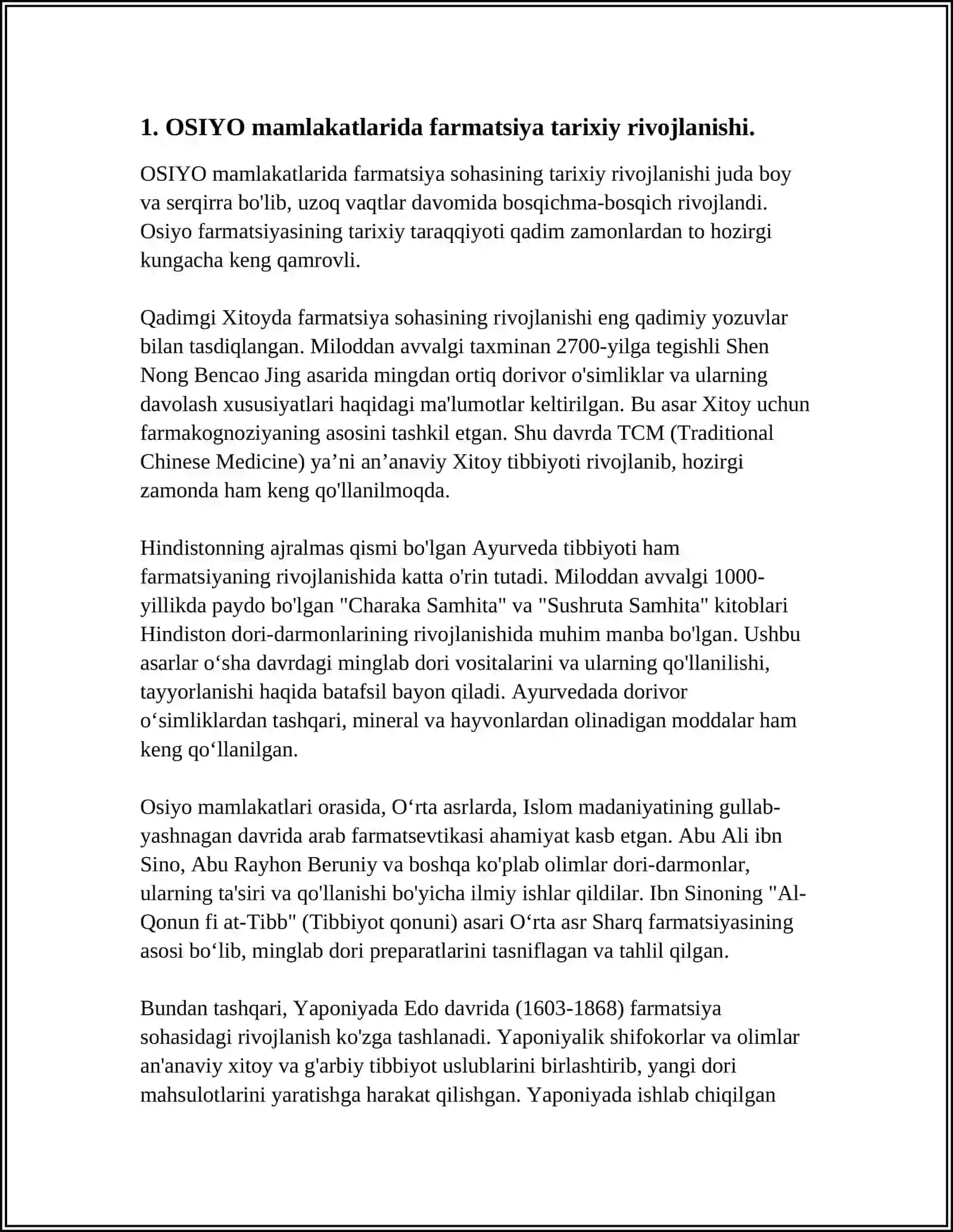 OSIYO MAMLAKATLARIDA FARMATSIYANI RIVOJLANISH O'ZIGA XOSLIGI 3